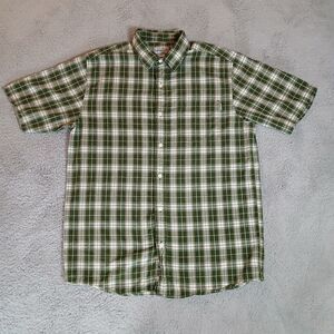Carhartt Short Sleeve Button Down Work Dress Shirt Plaid Men's Large Collared